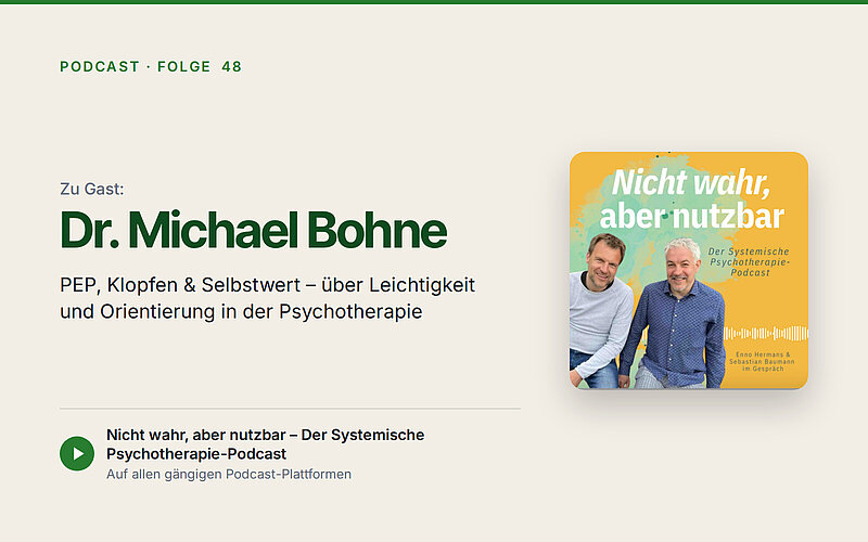 Podcast „Nicht wahr, aber nutzbar“, Folge 48: zu Gast Dr. Michael Bohne. PEP, Klopfen & Selbstwert
